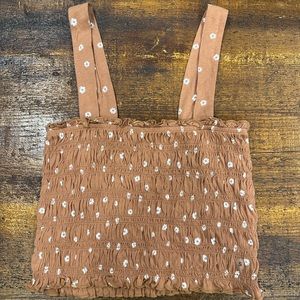 brown american eagle smocked tank top!!